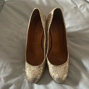 Madewell GOLD glitter pumps size 9